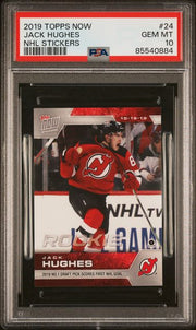 Jack Hughes 2019 Topps NOW NHL Stickers RC #24 PSA 10