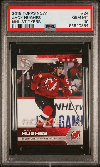 Jack Hughes 2019 Topps NOW NHL Stickers RC #24 PSA 10