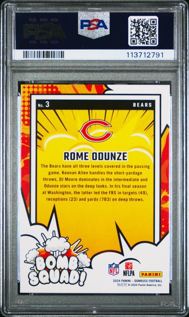 Rome Odunze 2024 Panini Donruss Bomb Squad Rookie PSA 10