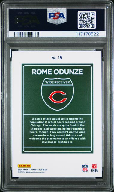 Rome Odunze 2024 Panini Donruss Downtown SP PSA 10 RC