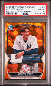 Spencer Jones 2023 Bowman Chrome Sapphire SP image variation orange #'d 73/75 PSA 10