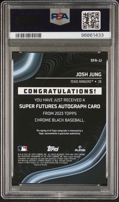 Josh Jung 2023 Topps Chrome Black Super Futures Autograph Orange 