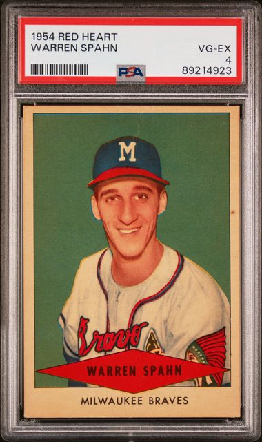 Warren Spahn 1954 Red Heart PSA 4