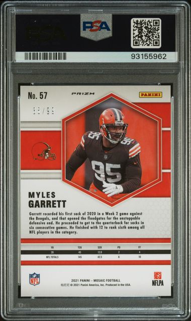 Myles Garrett 2021 Mosaic blue mosaic #'d 36/99 PSA 10