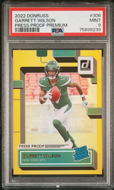 Garrett Wilson 2022 Donruss Press Proof Premium Rated Rookie PSA 9 RC