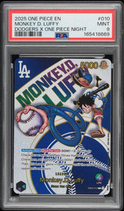 Monkey D. Luffy 2025 One Piece Dodgers x One Piece Night promo #010 PSA 9