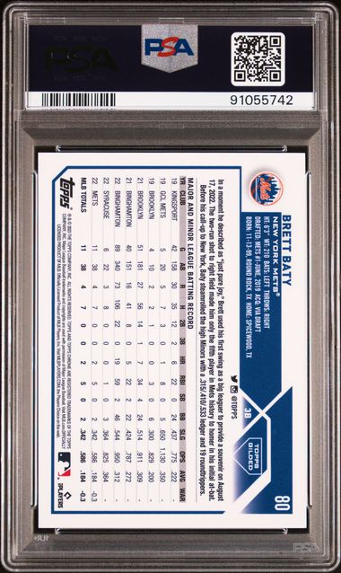 Brett Baty 2023 Topps Chrome Gilded Collection Mini Diamond Gold Etch PSA 10