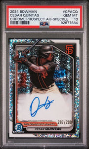 Cesar Quintas 2024 1st Bowman Chrome autograph speckle ref. #'d 287/299 PSA 10