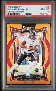 Michael Penix Jr. 2024 Panini Select orange prizm rookie card #'d 14/49 PSA 10