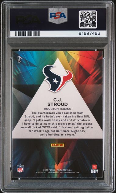 CJ Stroud 2023 Panini Prizm Prizmatic rookie card PSA 10