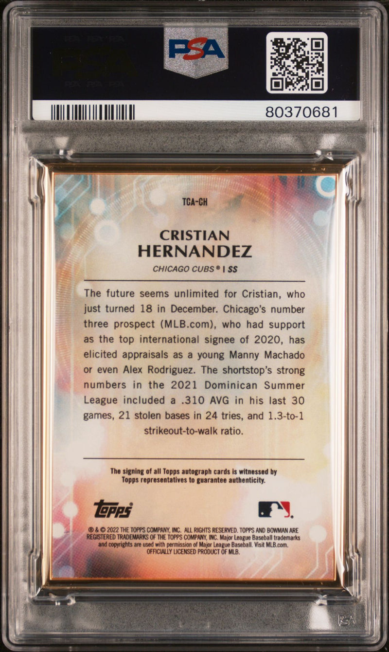 Cristian Hernandez 2022 Bowman Transcendent autograph gold 