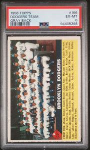 Dodgers Team 1956 Topps #166 Gray Back PSA 6