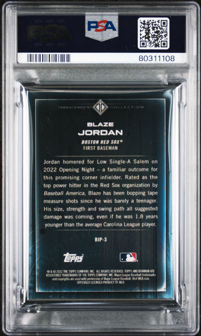 Blaze Jordan 2022 Bowman Transcendent Collection Bowman Icons /50 Walking PSA 9