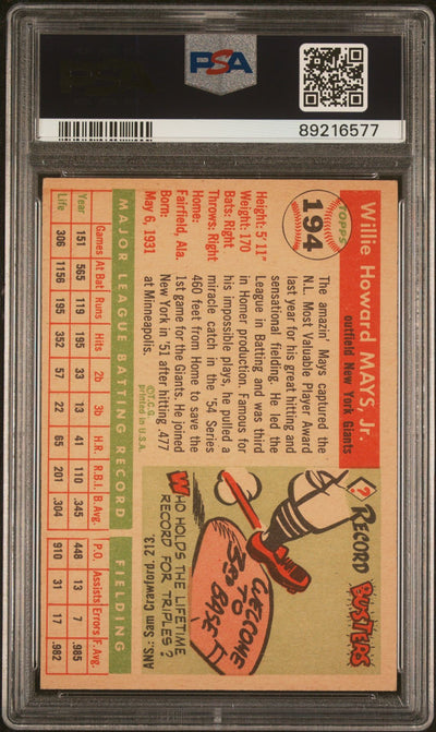 Willie Mays 1955 Topps #194 PSA 6