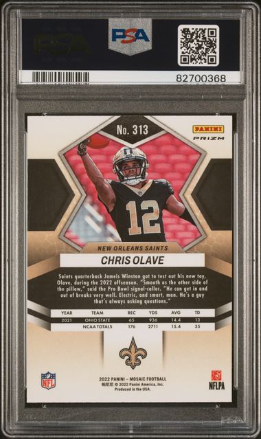 Chris Olave 2022 Panini Mosaic Football Rookie Genesis PSA 10