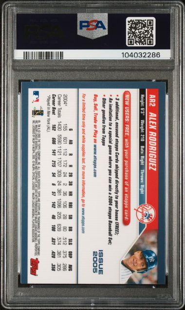 Alex Rodriguez 2005 eTopps Promo Card PSA 8
