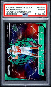 Arch Manning 2025 Panini Prizm Draft Picks Fearless Green Prizm Rated Prospect PSA 8