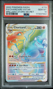 Charizard VStar Secret Rare Pokémon Brilliant Stars #174/172 PSA 10
