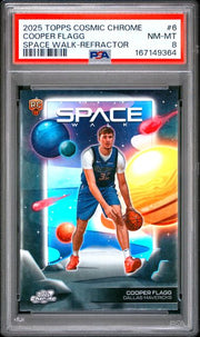 Cooper Flagg 2025 Topps Cosmic Chrome Space Walk Refractor Rookie PSA 8