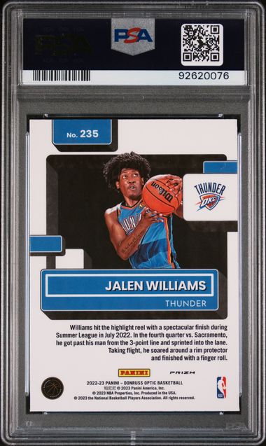 Jalen Williams 2022 Panini Donruss Optic Choice RC PSA 10