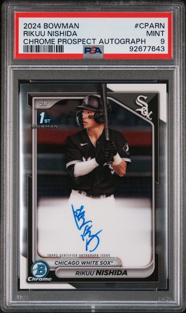 Rikuu Nishida 2024 1st Bowman Chrome autograph PSA 9