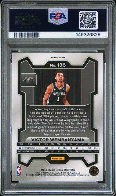 Victor Wembanyama 2023-24 Panini Prizm Pink Ice Prizm RC PSA 10