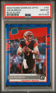 Joe Burrow 2020 Panini Donruss Optic Blue Scope RC PSA 10