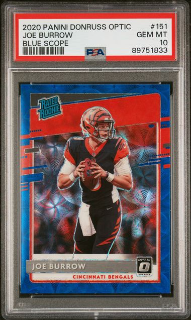 Joe Burrow 2020 Panini Donruss Optic Blue Scope RC PSA 10