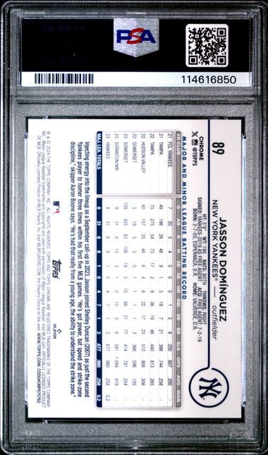 Jasson Dominguez 2024 Topps Chrome Variation SSP #89 PSA 10 RC