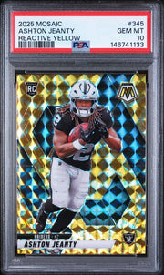 Ashton Jeanty 2025 Panini Mosaic Reactive Yellow Rookie PSA 10