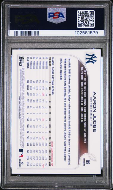 Aaron Judge 2022 Topps Series 1 Image Variation SSP PSA 8