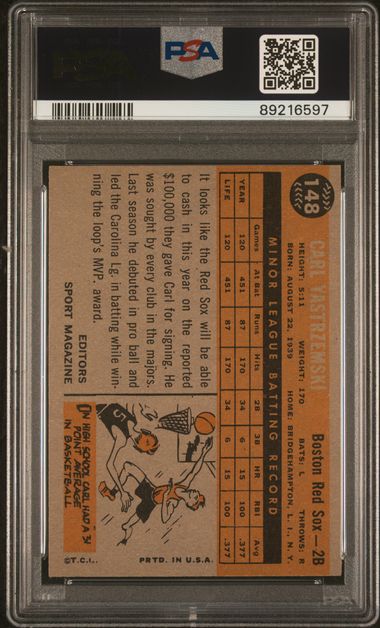 Carl Yastrzemski 1960 Topps Rookie Star #148 PSA 4