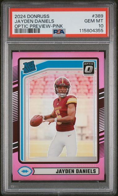 Jayden Daniels 2024 Donruss Rated Rookie Optic Preview Pink PSA 10 RC