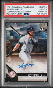 Austin Wells 2021 Bowman Platinum Top Prospects PSA 9 Auto 10
