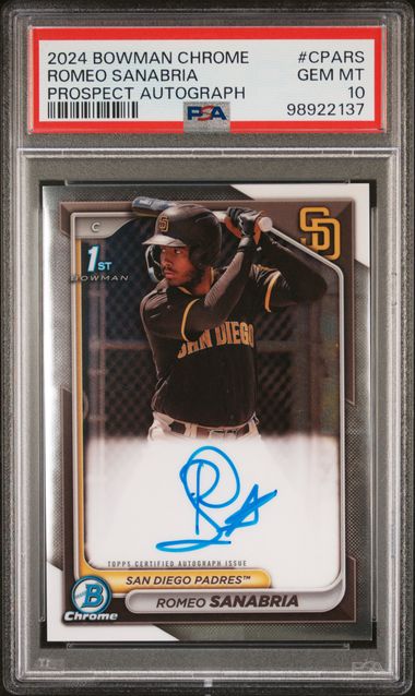 Romeo Sanabria 2024 1st Bowman Chrome autograph PSA 10