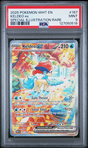 Keldeo ex 2025 Pokemon White Flare Special Illustration rare #167/086 PSA 9