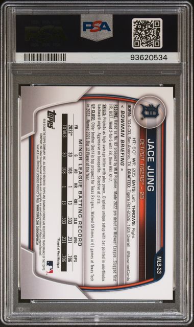 Jace Jung 2023 Bowman Chrome National Convention Orange 10/25 PSA 9