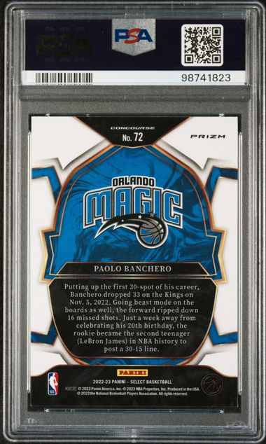 Paolo Banchero 2022 Select Tri-Color Prizm PSA 9 RC
