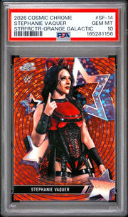 Stephanie Vaquer 2026 Cosmic Chrome WWE Starfractor Orange Galactic #'d 06/25 PSA 10