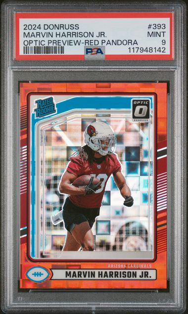 Marvin Harrison Jr. 2024 Panini Donruss Optic Preview Red Pandora Rookie PSA 9