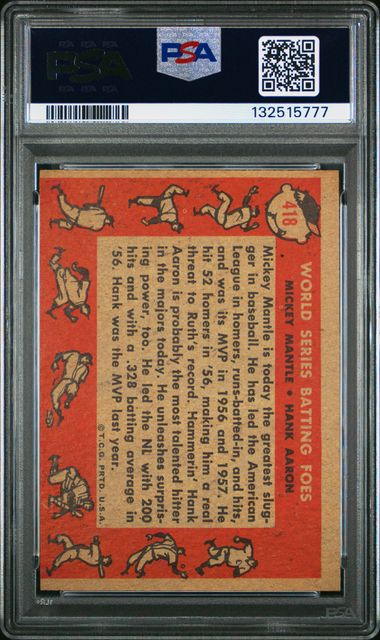 Mickey Mantle / Hank Aaron 1958 Topps World Series Batting Foes