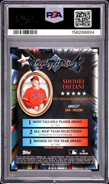 Shohei Ohtani 2022 Stadium Club Chrome Trophy Hunters Wave Refractor PSA 10