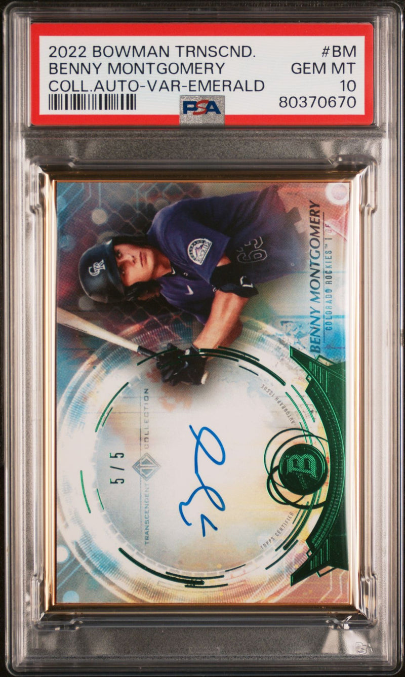 Benny Montgomery 2022 Bowman Transcendent green autograph 