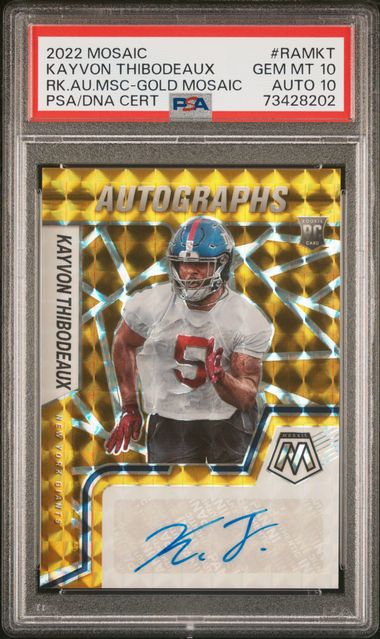 Kayvon Thibodeaux 2022 Panini Mosaic Rookie Autograph gold mosaic prizm 
