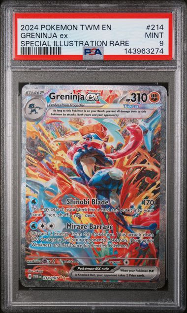 Greninja ex Pokémon Twilight Masquerade Special Illustration Rare #214/167 PSA 9