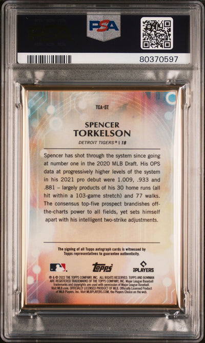 Spencer Torkelson 2022 Bowman Transcendent green autograph rookie card #'d 4/5 PSA 9