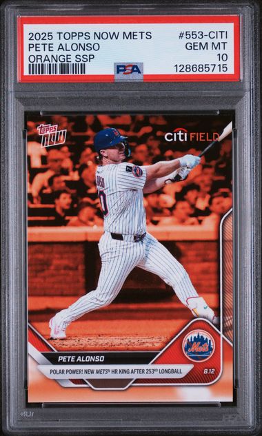 Pete Alonso 2025 Topps NOW Mets Citi Field Exclusive Orange SSP 