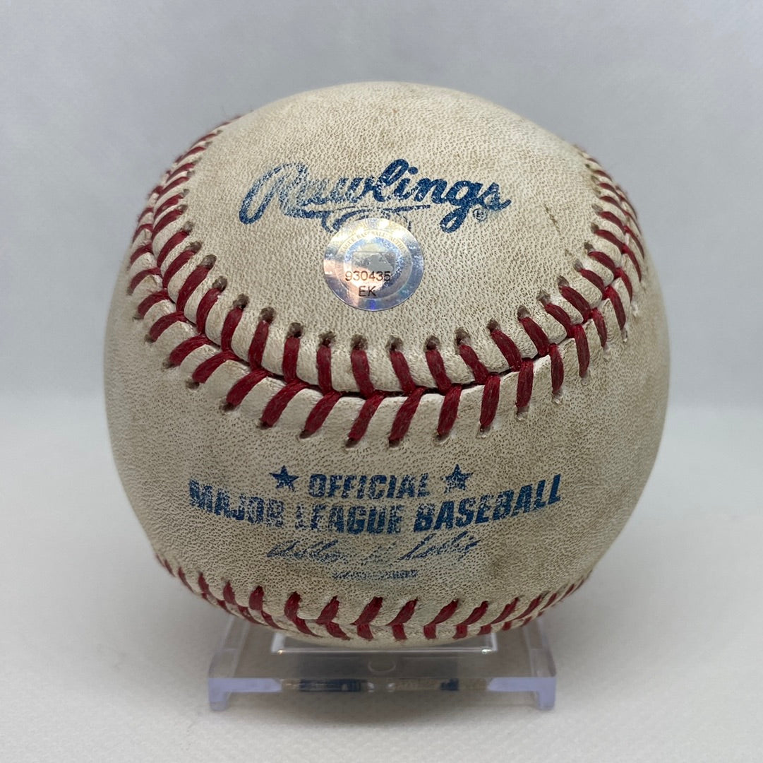 David Ortiz Autographed MLB Game Used Single Career Hit 2062 RBI 1451 5/13/14