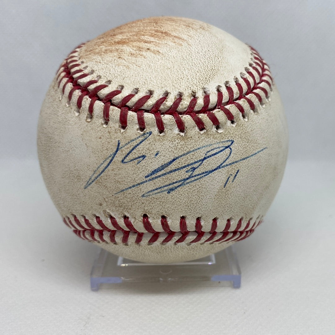 Rafael Devers Autographed MLB Game Used Double Career Hit 57 Double 11 09/23/17