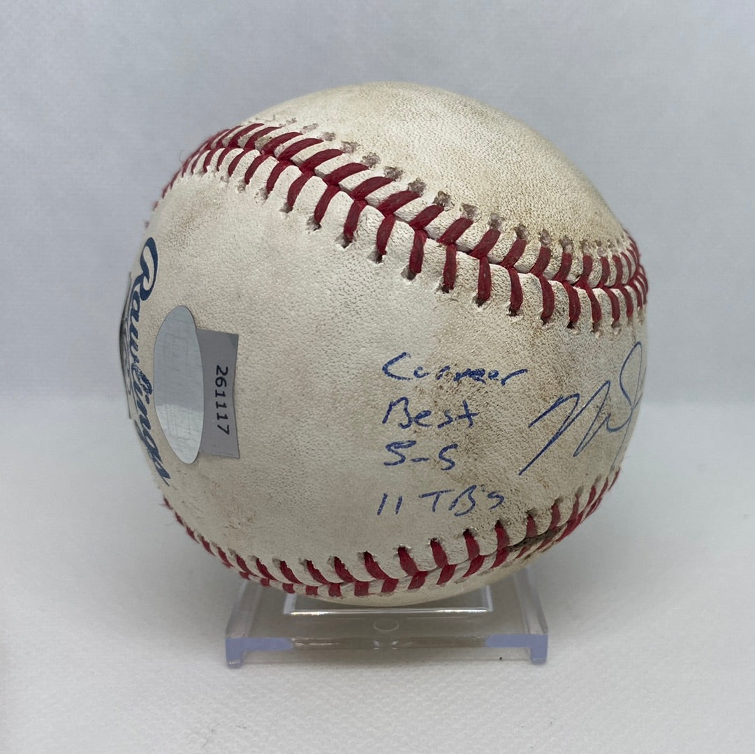 Mike Trout Autographed MLB Game Used Double From Career Best Game 5-5 5/26/2018